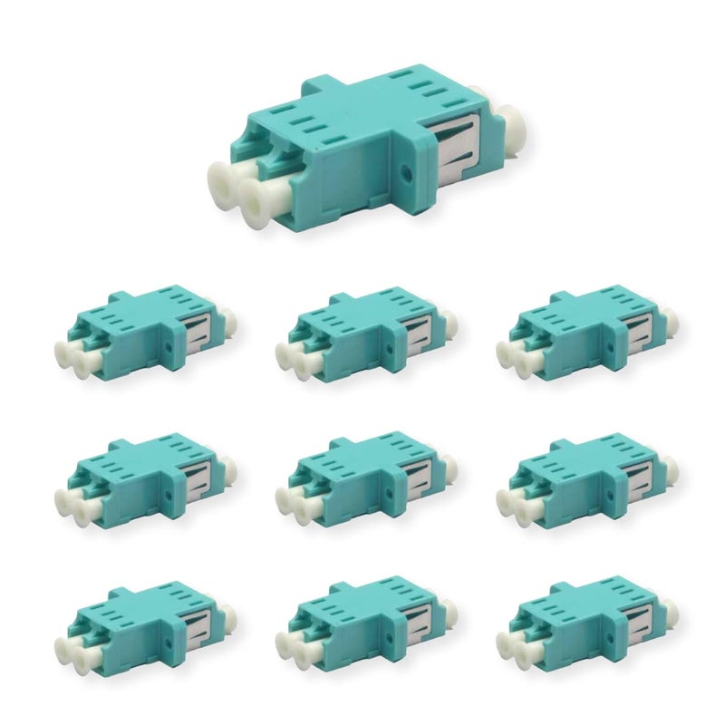 Elfcam - 12pcs Fiber Optic Cable Adapter Coupler OM3 Multimode Duplex LC/UPC Female to LC/UPC Female, Pack of 12 - Image 1